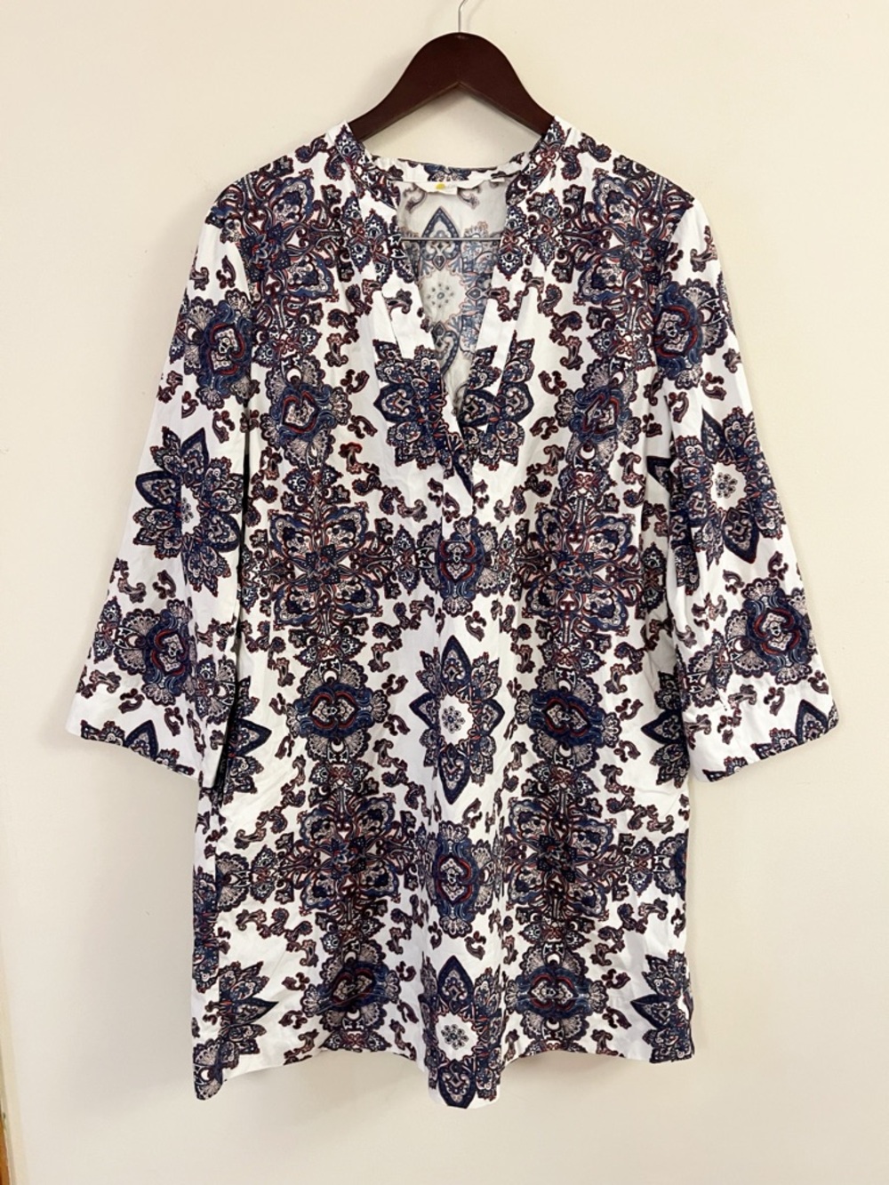 Boden Notch Neck Mini Shift Dress Paradise Paisley Size 12 - Picture 3 of 9